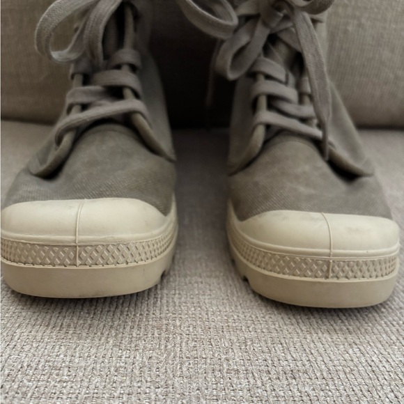 Palladium Pampa Pelaton Combat Boots Size 9 Women’s Beige Khaki Calf Buckles - Picture 3 of 12